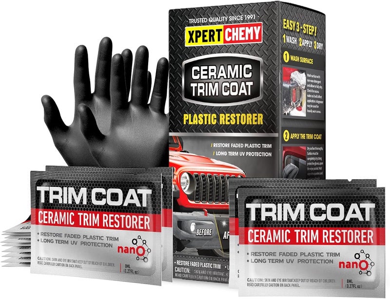 XPERTCHEMY Ceramic Trim Coat Kit, Plastic Restorer for Cars Ceramic Coating Wipes to Lasting Over 230 Washes,The Ceramic Coating Helps Improve Optical Clarity On Clear Car Plastic - Image 1